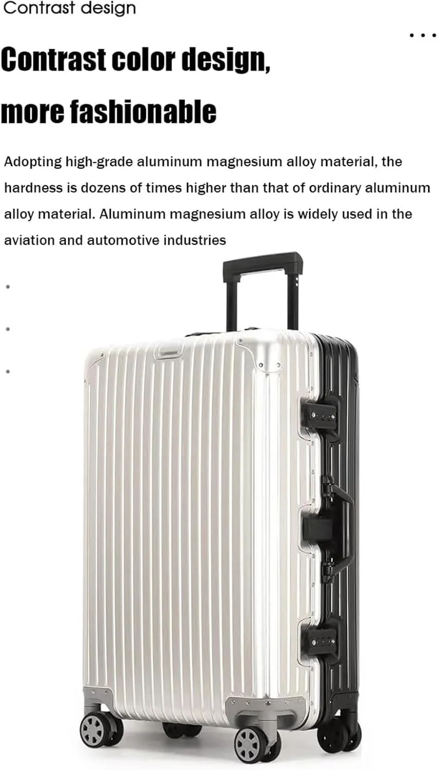 Portable Luggage Suitcases with Wheels Carry On Luggage Suitcase Zipperless Aluminum Frame Luggage Large Capacity Hardshell Suitcase Exquisite (Blue 24)
