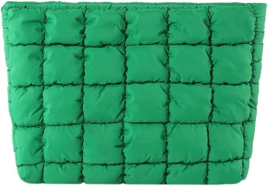 Puffy Quilted Makeup Bag Cosmetic Bags Travel Cute Puffer Solid Toiletry Organizer Pouch Storage Clutch for Women