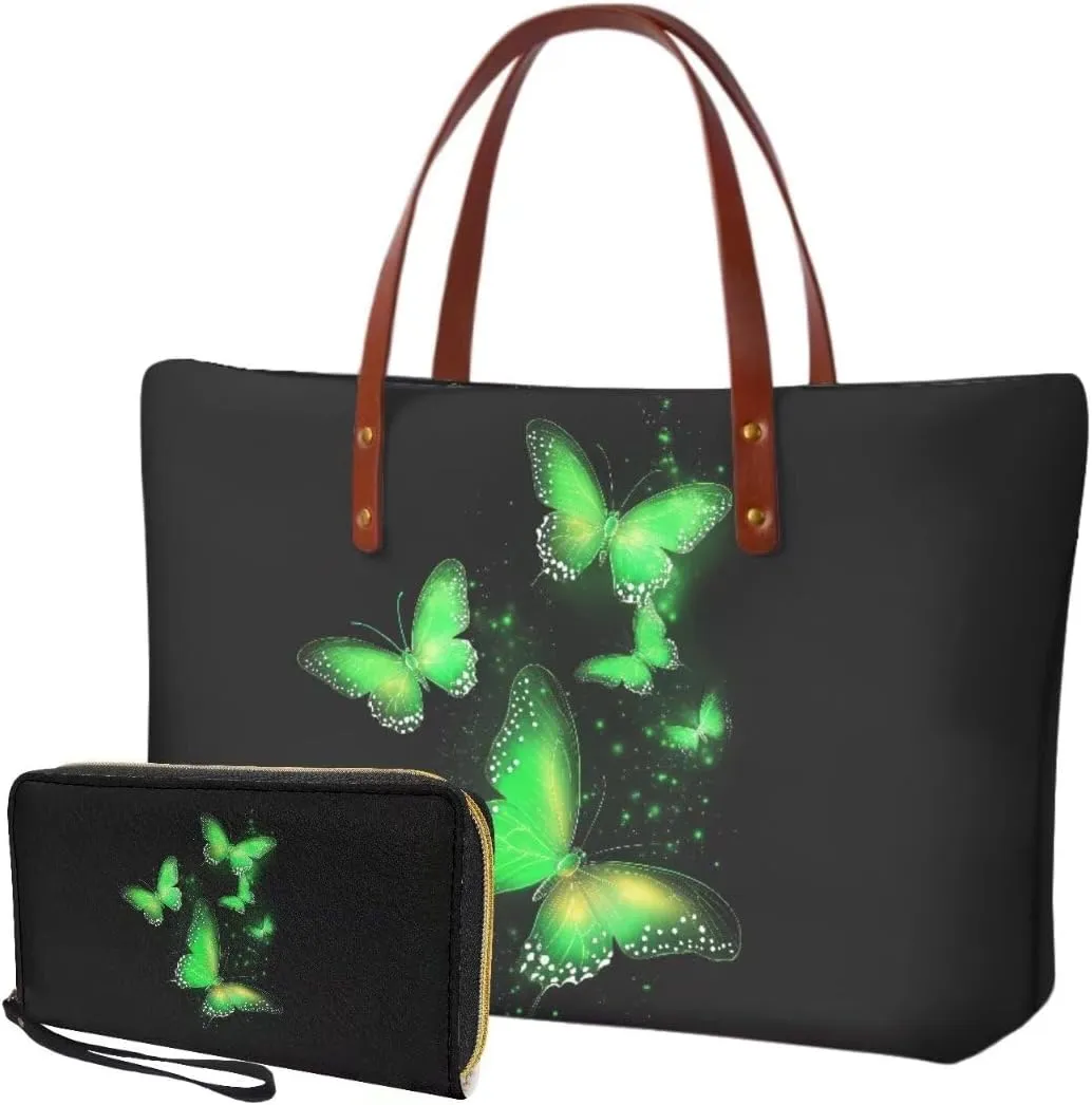 Purse and Wallet Set for Women Lady, Large Top Handle Purse Tote Bag Satchel Purse Shoulder Bag with Leather Wallet
