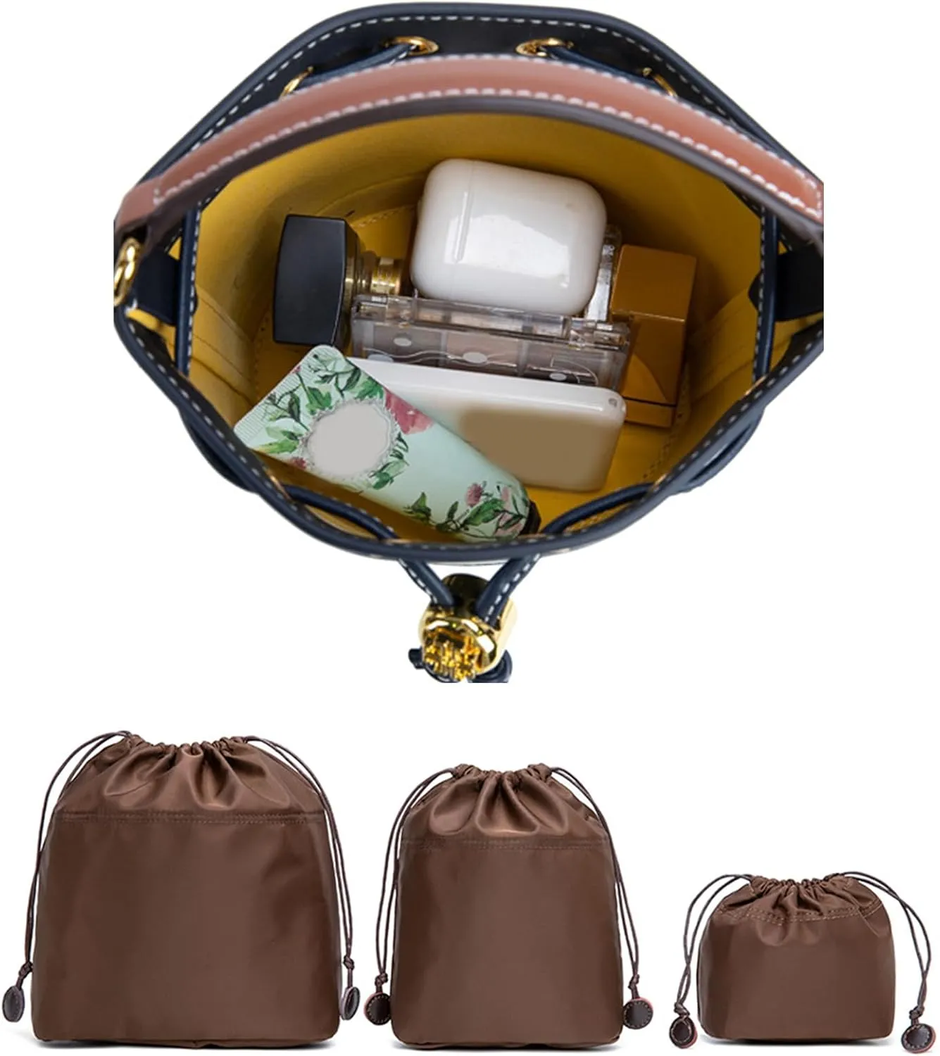 Purse Organizer Insert for Bucket Bag Bag Drawstring Designed Organizer Shoulder Bag Crossbody Bag Nylon Inner Bag