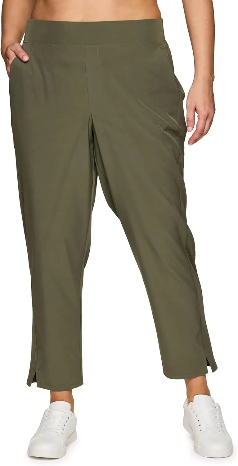RBX Women's Plus Size Ankle Pant with Pockets Lightweight Quick Drying Woven Weekend Pants
