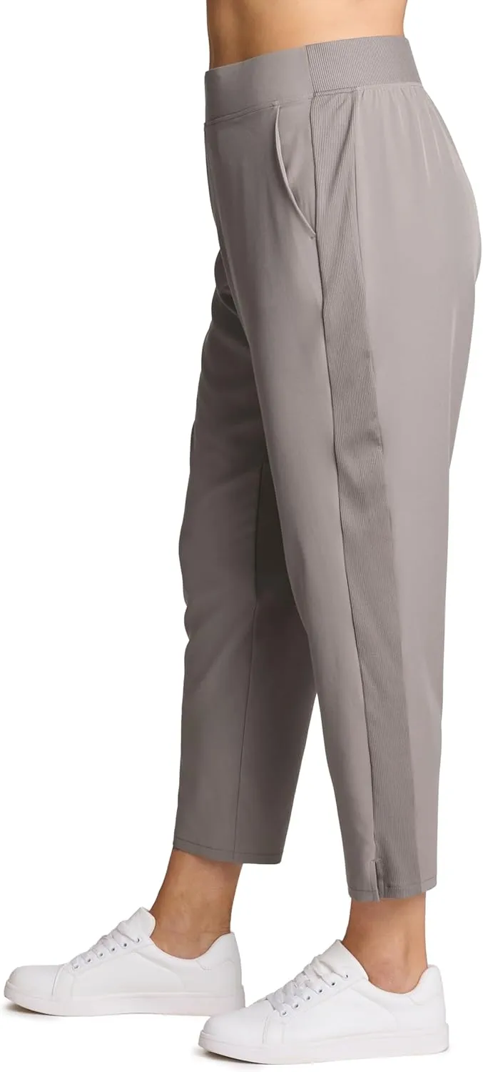 RBX Women's Plus Size Ankle Pant with Pockets Lightweight Quick Drying Woven Weekend Pants