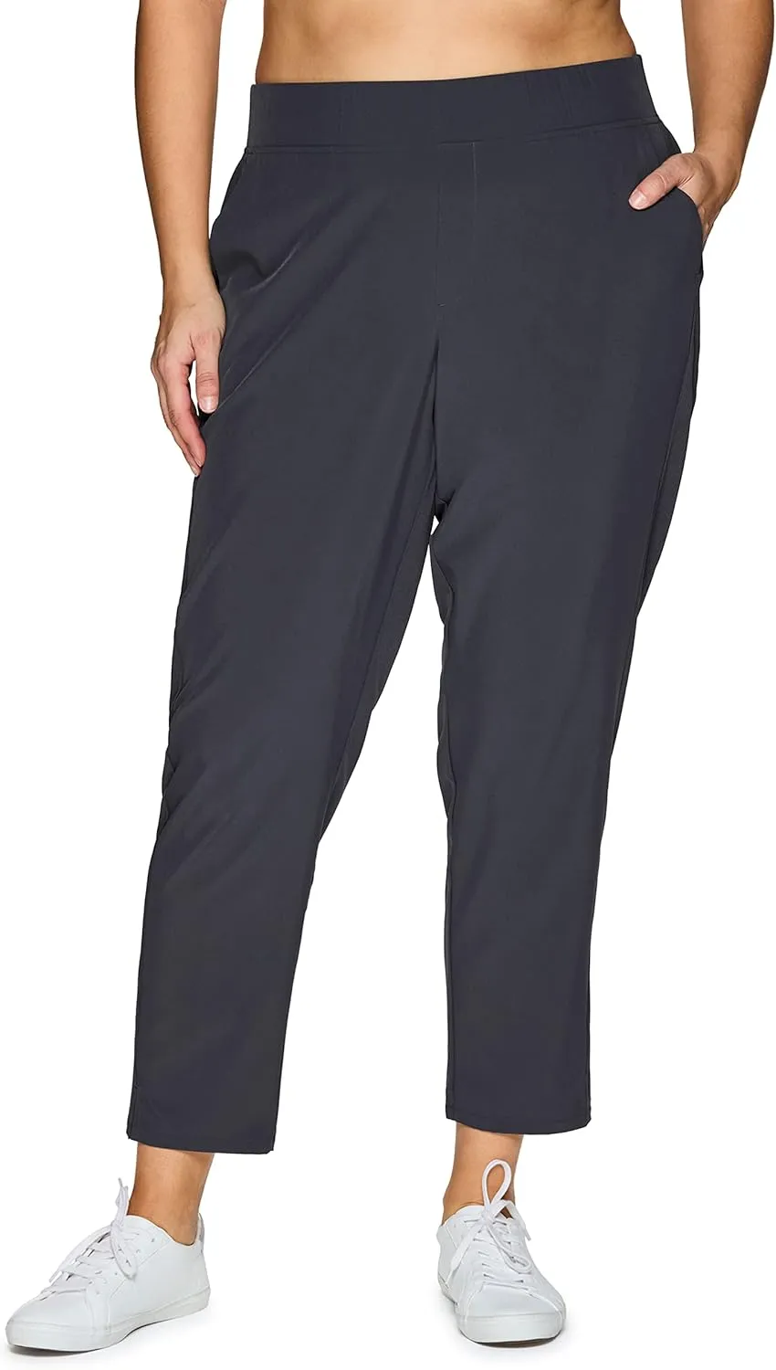 RBX Women's Plus Size Ankle Pant with Pockets Lightweight Quick Drying Woven Weekend Pants