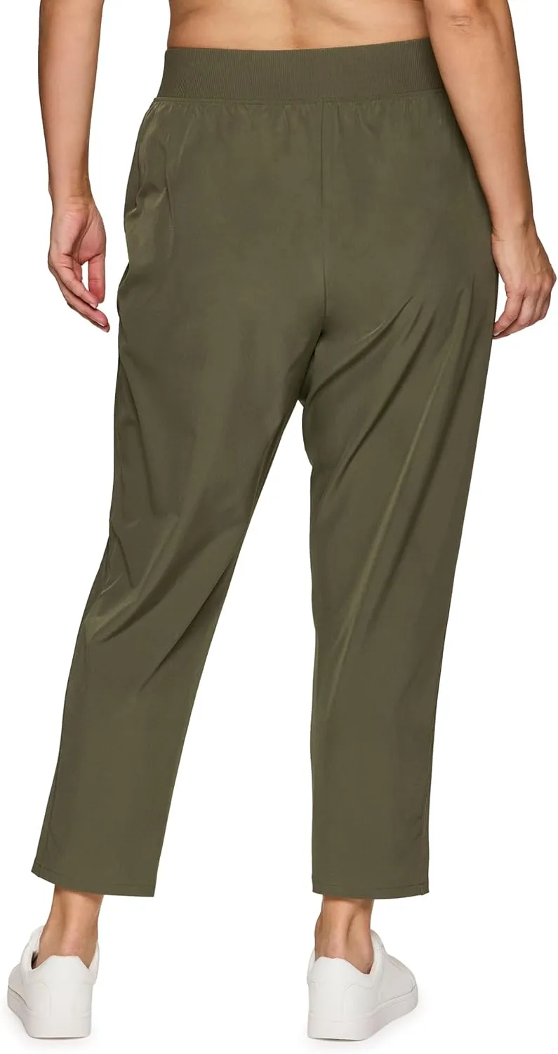 RBX Women's Plus Size Ankle Pant with Pockets Lightweight Quick Drying Woven Weekend Pants