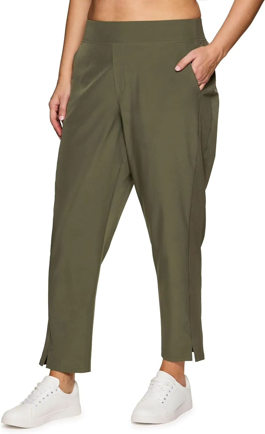 RBX Women's Plus Size Ankle Pant with Pockets Lightweight Quick Drying Woven Weekend Pants