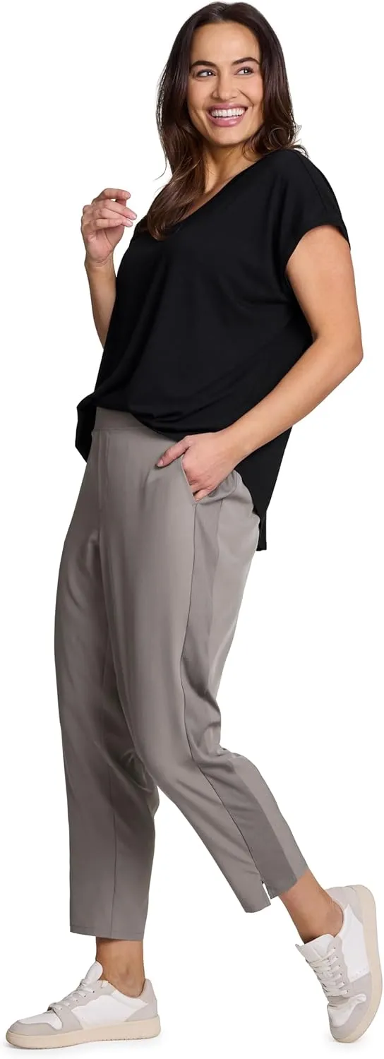 RBX Women's Plus Size Ankle Pant with Pockets Lightweight Quick Drying Woven Weekend Pants
