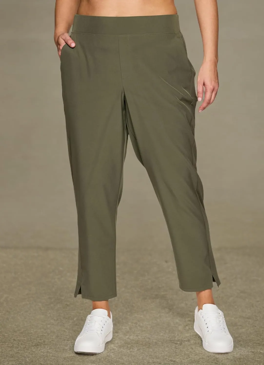 RBX Women's Plus Size Ankle Pant with Pockets Lightweight Quick Drying Woven Weekend Pants