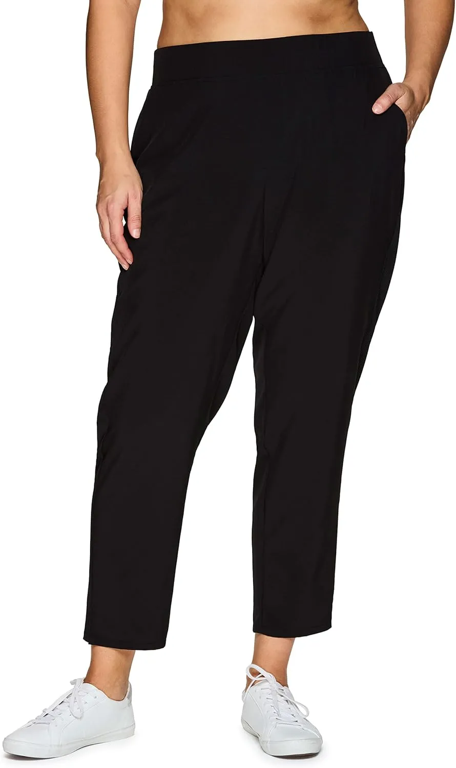 RBX Women's Plus Size Ankle Pant with Pockets Lightweight Quick Drying Woven Weekend Pants