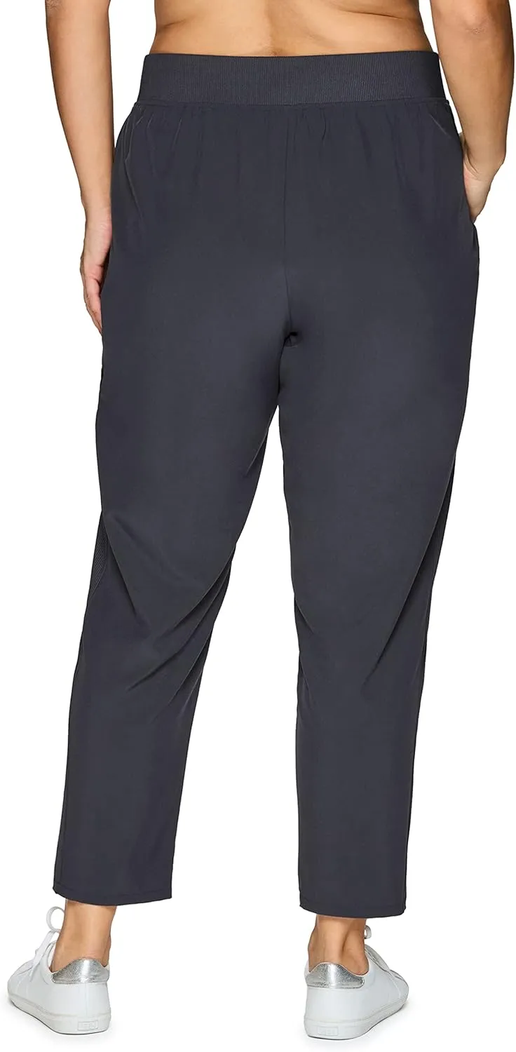 RBX Women's Plus Size Ankle Pant with Pockets Lightweight Quick Drying Woven Weekend Pants