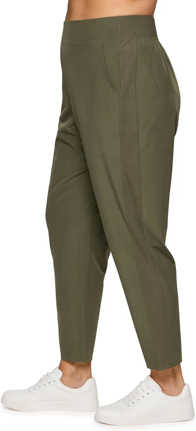 RBX Women's Plus Size Ankle Pant with Pockets Lightweight Quick Drying Woven Weekend Pants