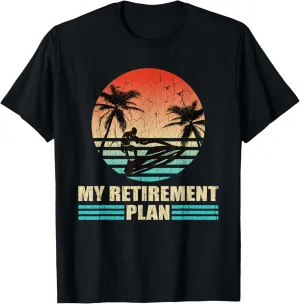 Retro Jet Ski Sunset Vintage Distressed Retirement Plan Gift T-Shirt