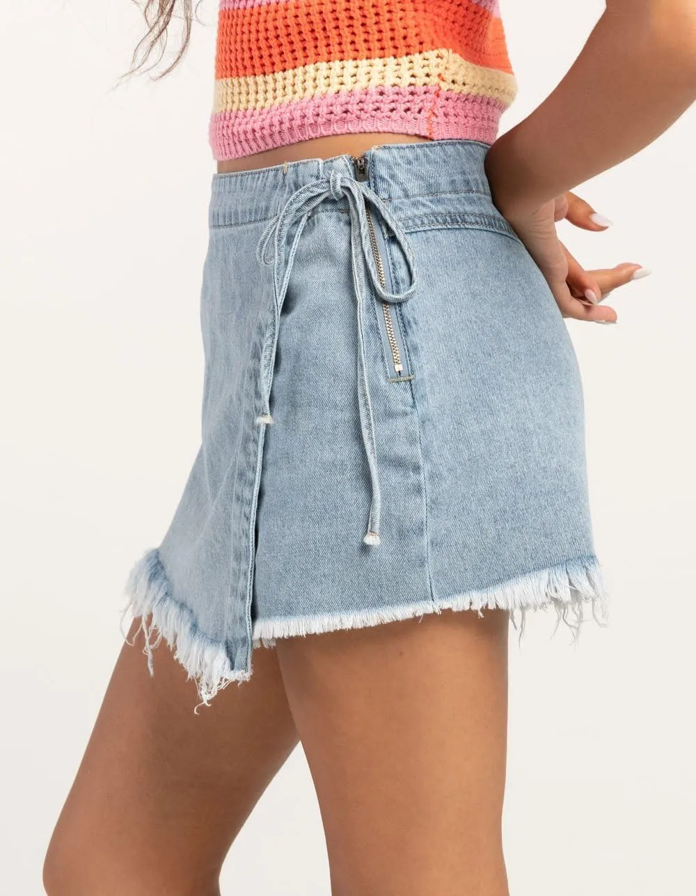 REWASH Asymmetrical Womens Denim Skort