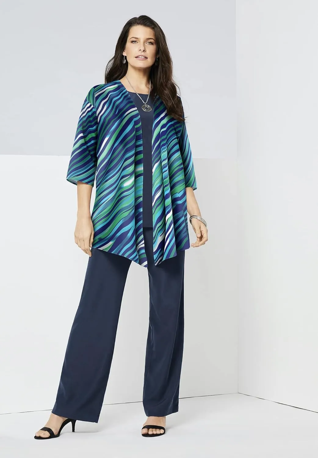 Roaman's Women's Plus Size Three Piece Pant Suit
