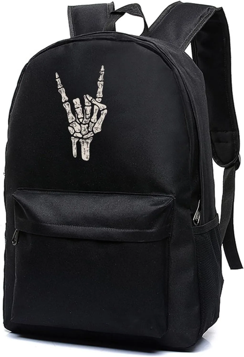 Rock N Roll Skeleton Hand Unisex Classic Canvas Backpack for School Bookbag Laptop Bag (Black12)