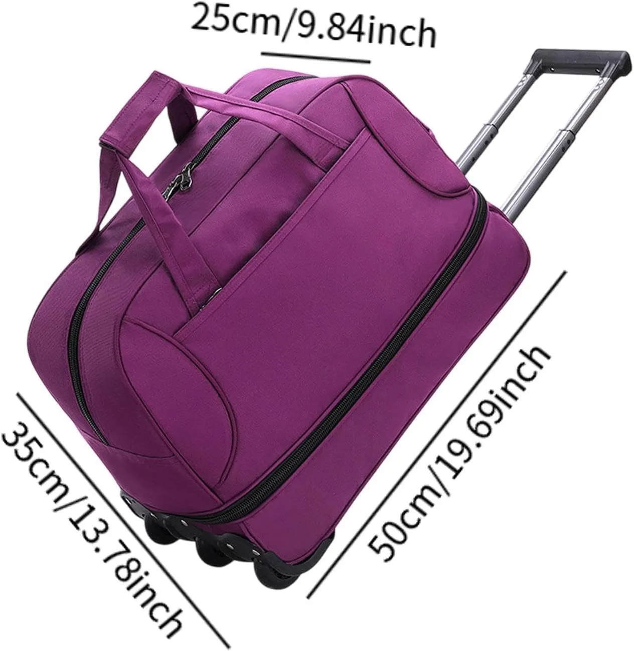 Rolling Duffel Bag with Wheels Travel Bag for Picnic Beach Sports Business Trip, Violet