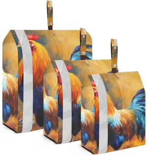 Rooster Packing Cubes Set of 3, Lightweight Travel Luggage Organizers Foldable Bags for Easy Packing and Organization