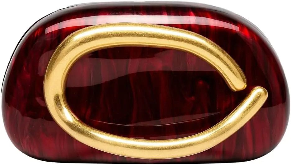 Rungion Elegant Womens Acrylic Evening Clutch Glitter Marble Purse Handbag Crossbody Shoulder Bag for Wedding Party