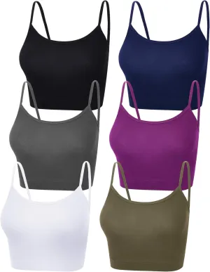 SATINIOR 6 Pack Women Crop Tops Cropped Tank Top Bundle Sleeveless Spaghetti Strap for Sports Yoga