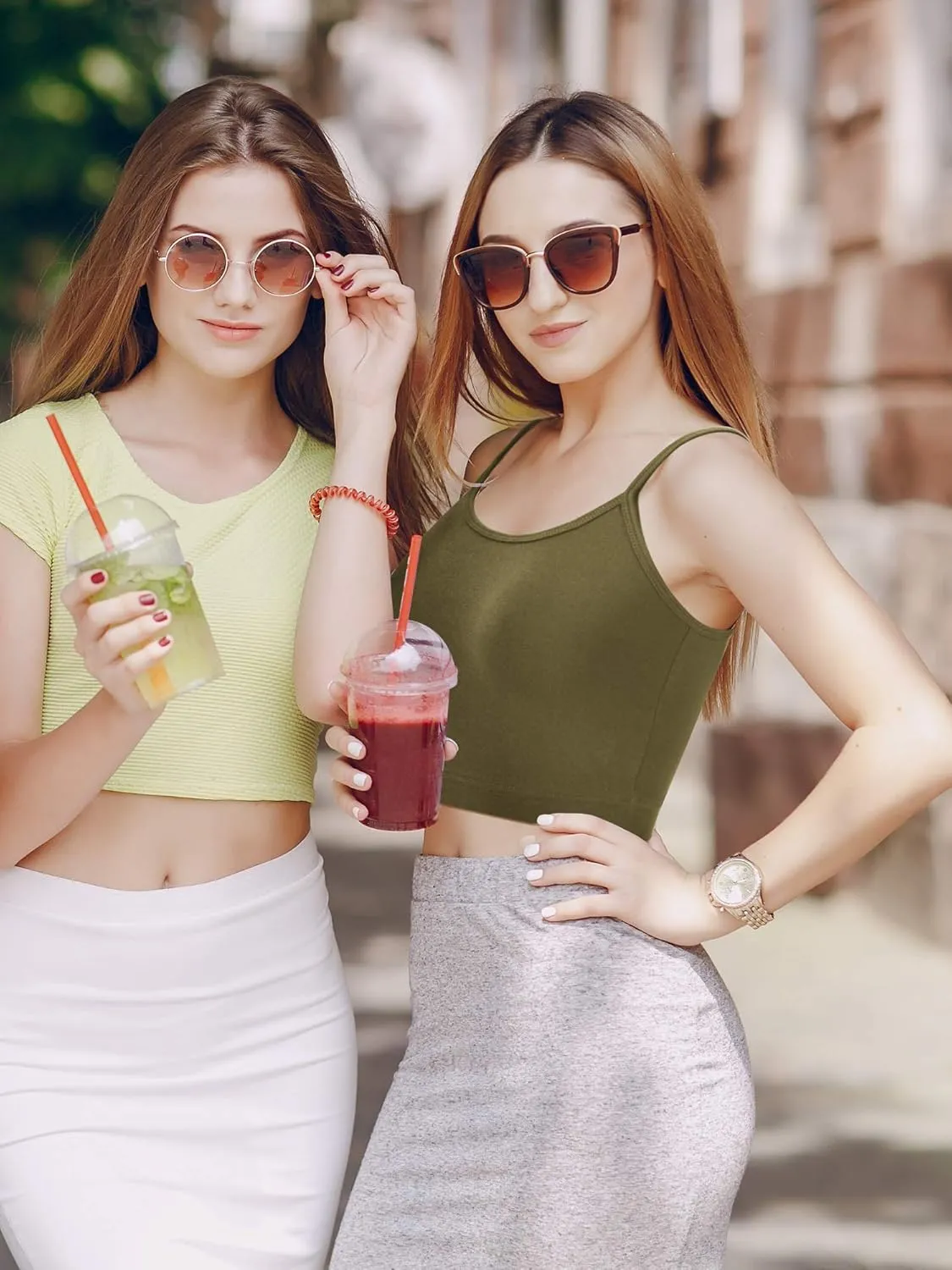 SATINIOR 6 Pack Women Crop Tops Cropped Tank Top Bundle Sleeveless Spaghetti Strap for Sports Yoga
