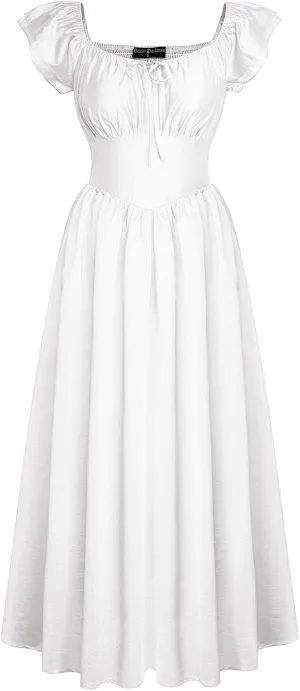Scarlet Darkness Corset Dress Renaissance Costume Ruffled Sleeve Flowy Long Sundress