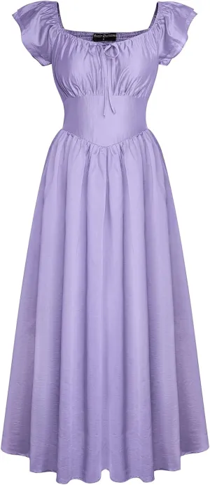 Scarlet Darkness Corset Dress Renaissance Costume Ruffled Sleeve Flowy Long Sundress