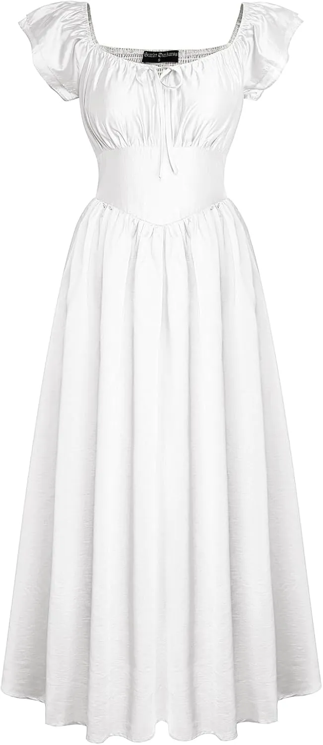 Scarlet Darkness Corset Dress Renaissance Costume Ruffled Sleeve Flowy Long Sundress