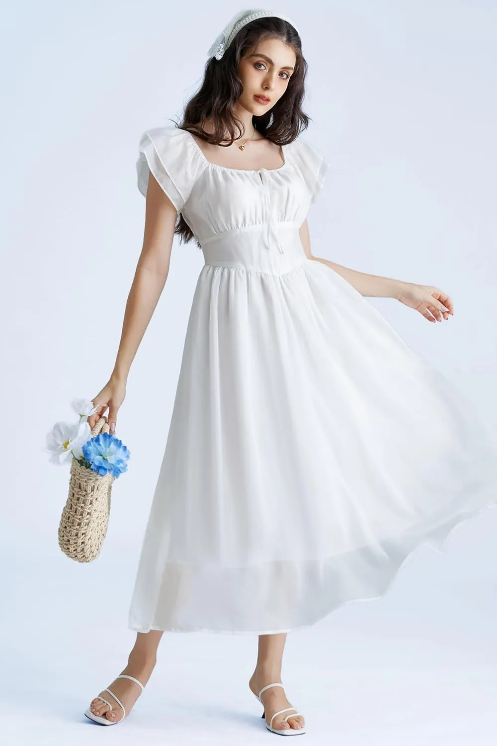 Scarlet Darkness Corset Dress Renaissance Costume Ruffled Sleeve Flowy Long Sundress
