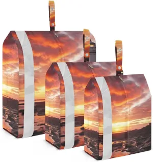 Sea Lighthouse Pattern Packing Cubes Set of 3, Lightweight Travel Luggage Organizers Foldable Bags for Easy Packing and Organization