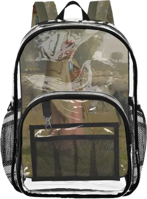 Shepherdess Francois Millet Prints Clear Bag for Women Travel Boys Backpacks for Girls Pvc School Plastic Bookbag