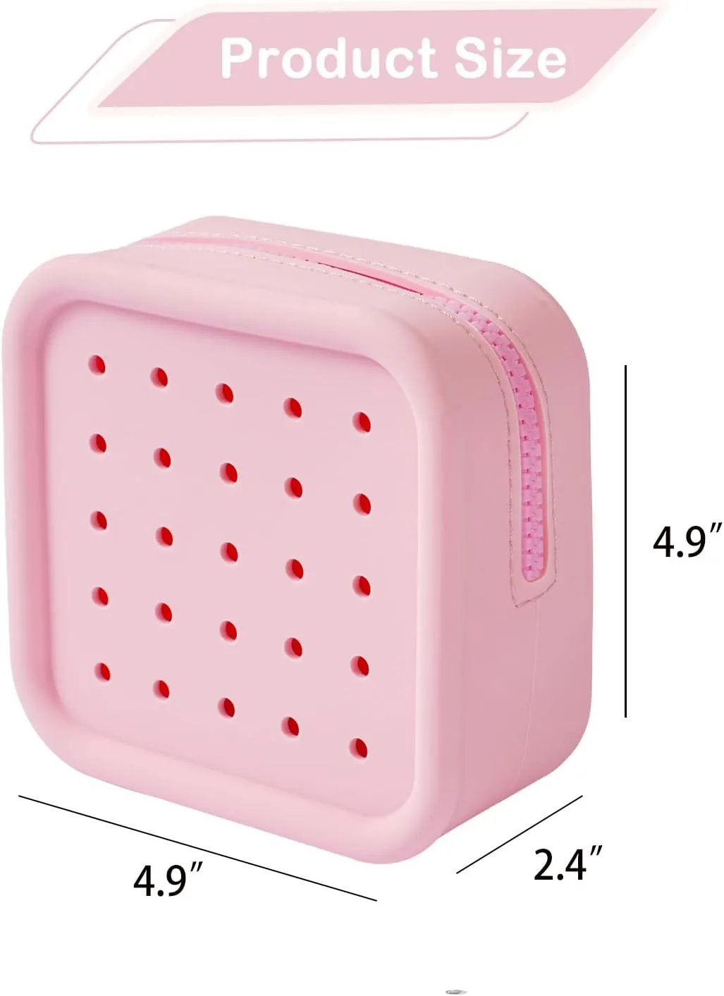 Silicone Makeup Bag with Holes, Small Waterproof Travel Cosmetic Bag, Stylish Travel Toiletry Pouch, Multi-Purpose with Holes Pouch Perfect for Sports, Beach, Pool(01Pink)
