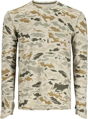 Simms SolarFlex Crewneck Long Sleeve Fishing Shirt for Men: UPF 50  Sun Protection, Quick-Dry, Odor-Resistant (Ghost Camo Stone/Stone, Medium)
