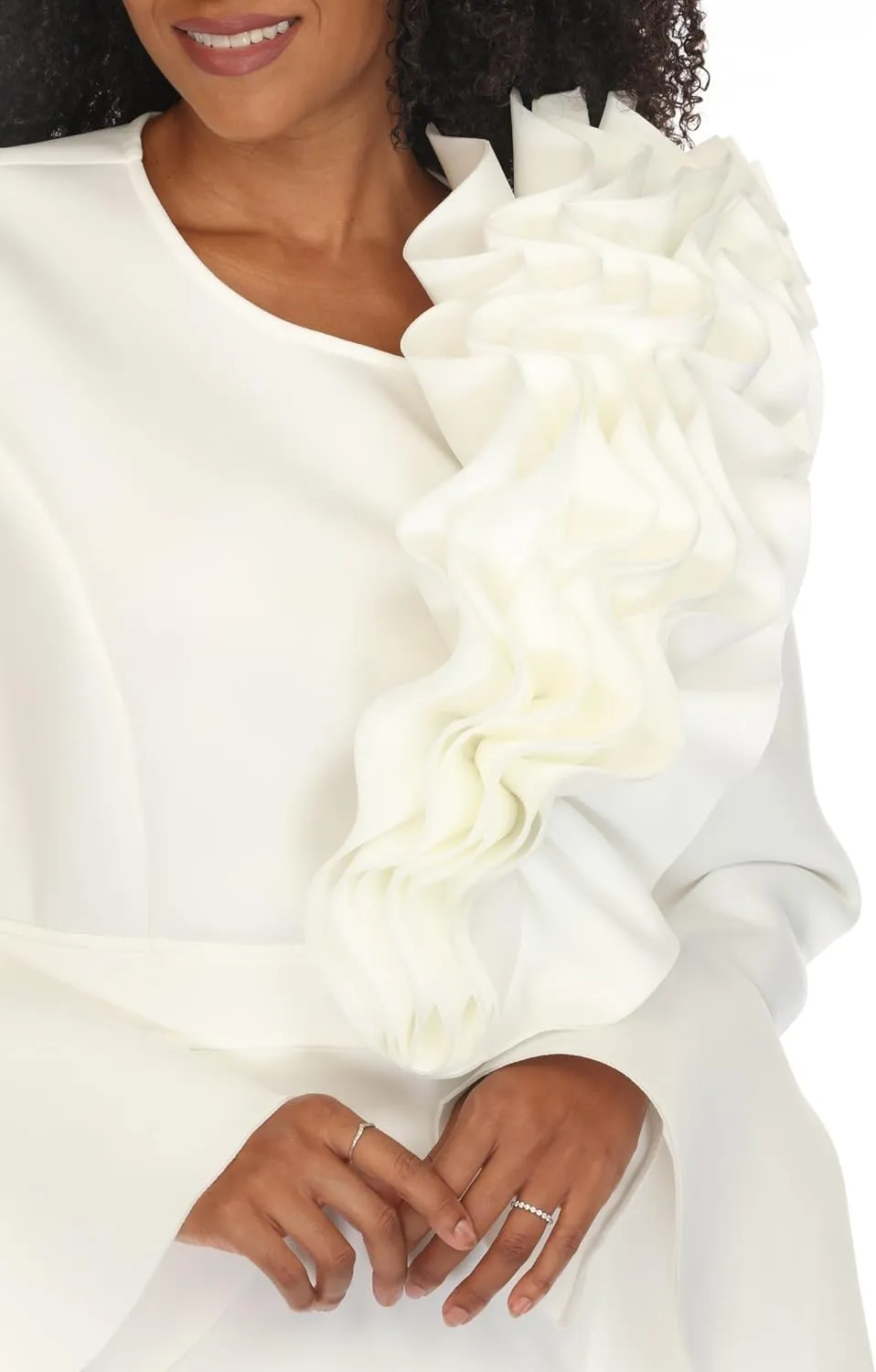SIMPLY COUTURE Women's Solid Formal Midi Calf Length Relaxed Fit Bell Sleeve Floral Dress