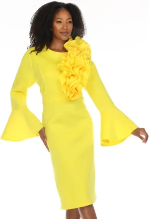 SIMPLY COUTURE Women's Solid Formal Midi Calf Length Relaxed Fit Bell Sleeve Floral Dress