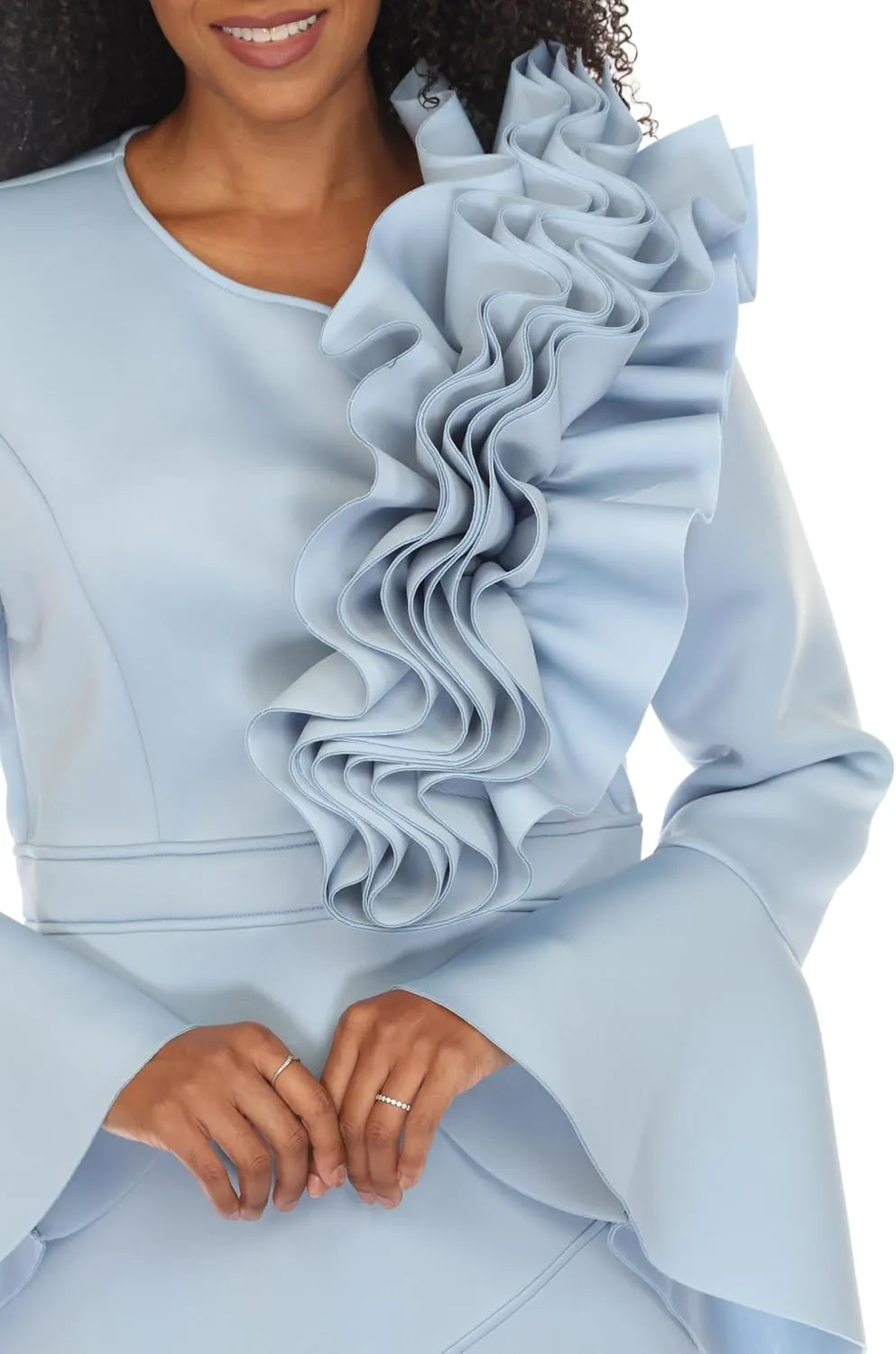 SIMPLY COUTURE Women's Solid Formal Midi Calf Length Relaxed Fit Bell Sleeve Floral Dress