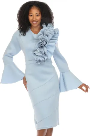 SIMPLY COUTURE Women's Solid Formal Midi Calf Length Relaxed Fit Bell Sleeve Floral Dress
