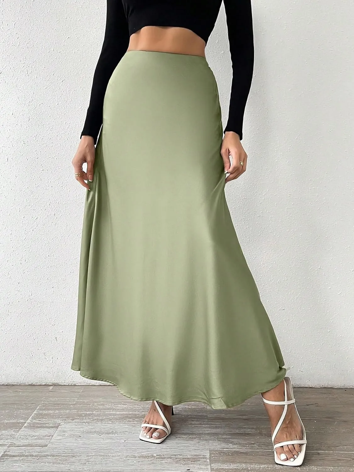 Skirts for Women Trendy Summer 2025 Regular Fit Solid Color Midi Pleated Skirt