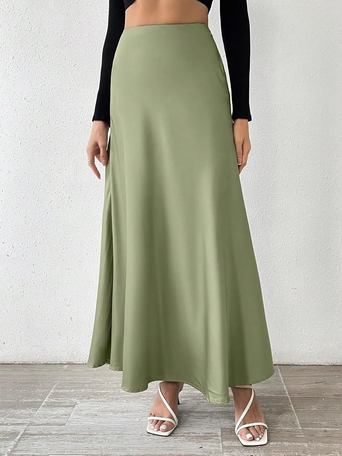 Skirts for Women Trendy Summer 2025 Regular Fit Solid Color Midi Pleated Skirt
