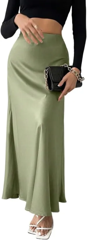 Skirts for Women Trendy Summer 2025 Regular Fit Solid Color Midi Pleated Skirt