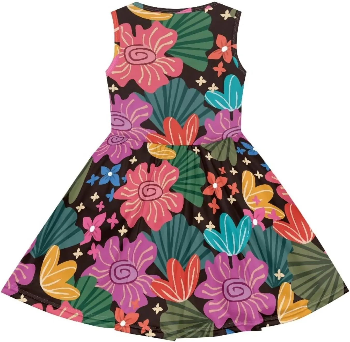 Sleeveless Cute Floral Dress for Girls Swing Loose Fit Sundress with Pockets Playwear