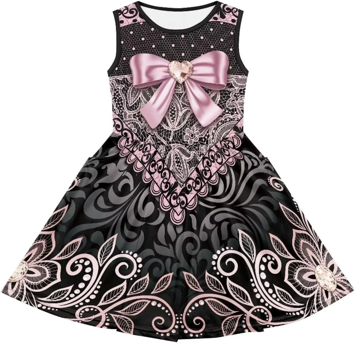 Sleeveless Loose Fit Swing Cute Dress for Girls Swing Twirly Casual Sundress with Pockets