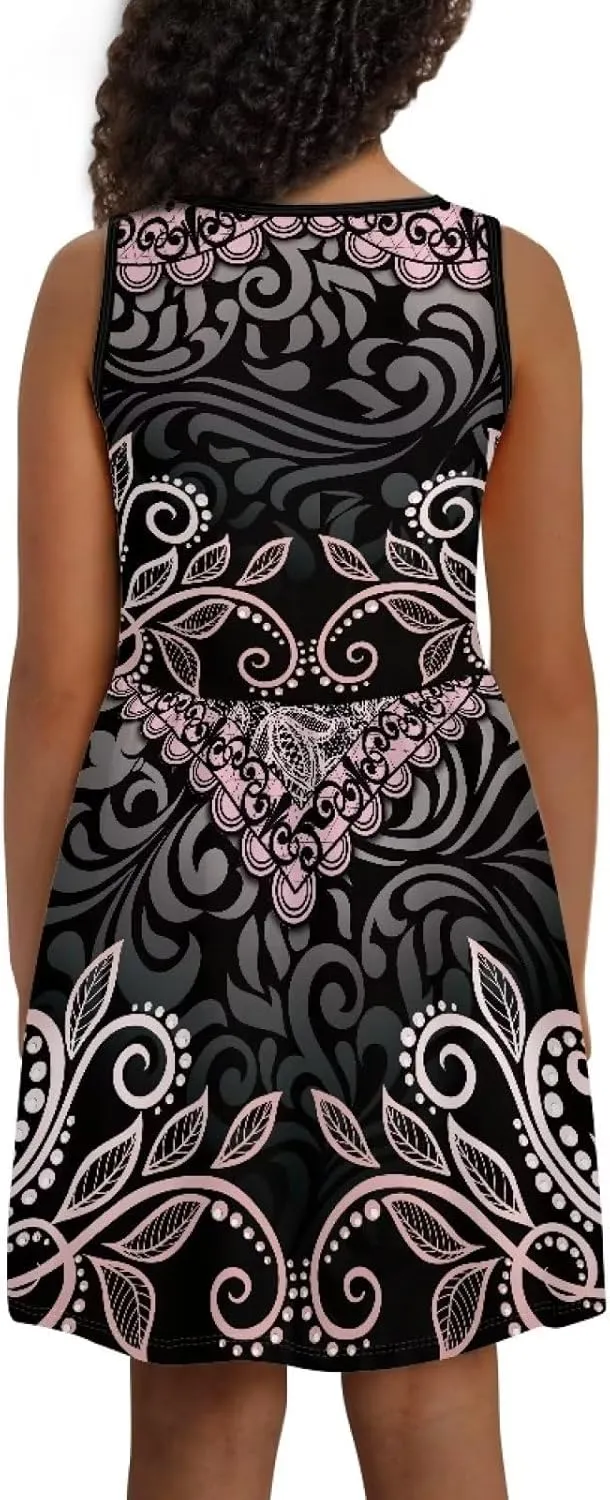 Sleeveless Loose Fit Swing Cute Dress for Girls Swing Twirly Casual Sundress with Pockets