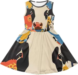 Sleeveless Loose Summer Mini Floral Dress for Girls Swing Cute Sundress with Pocket