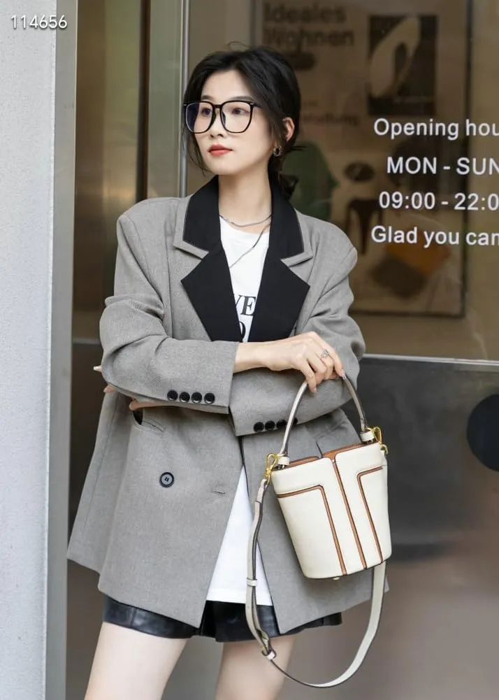 Small PU Leather Bucket Bag Women Trendy Shoulder Crossbody Purse Satchel Top-handle Handbags Removable Shoulder Strap
