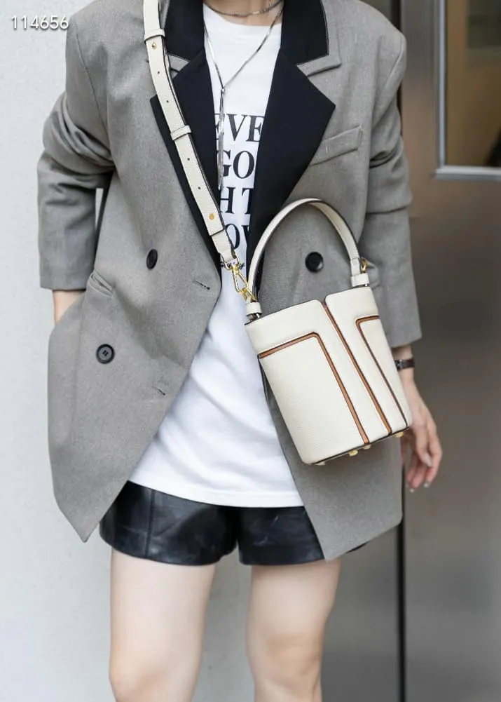 Small PU Leather Bucket Bag Women Trendy Shoulder Crossbody Purse Satchel Top-handle Handbags Removable Shoulder Strap