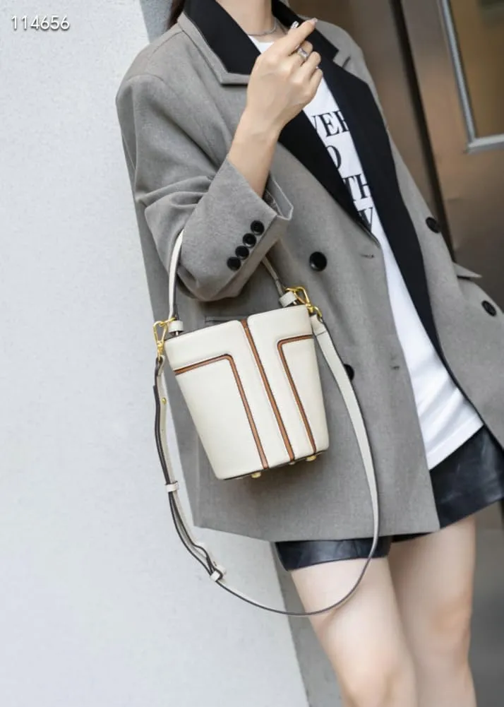 Small PU Leather Bucket Bag Women Trendy Shoulder Crossbody Purse Satchel Top-handle Handbags Removable Shoulder Strap