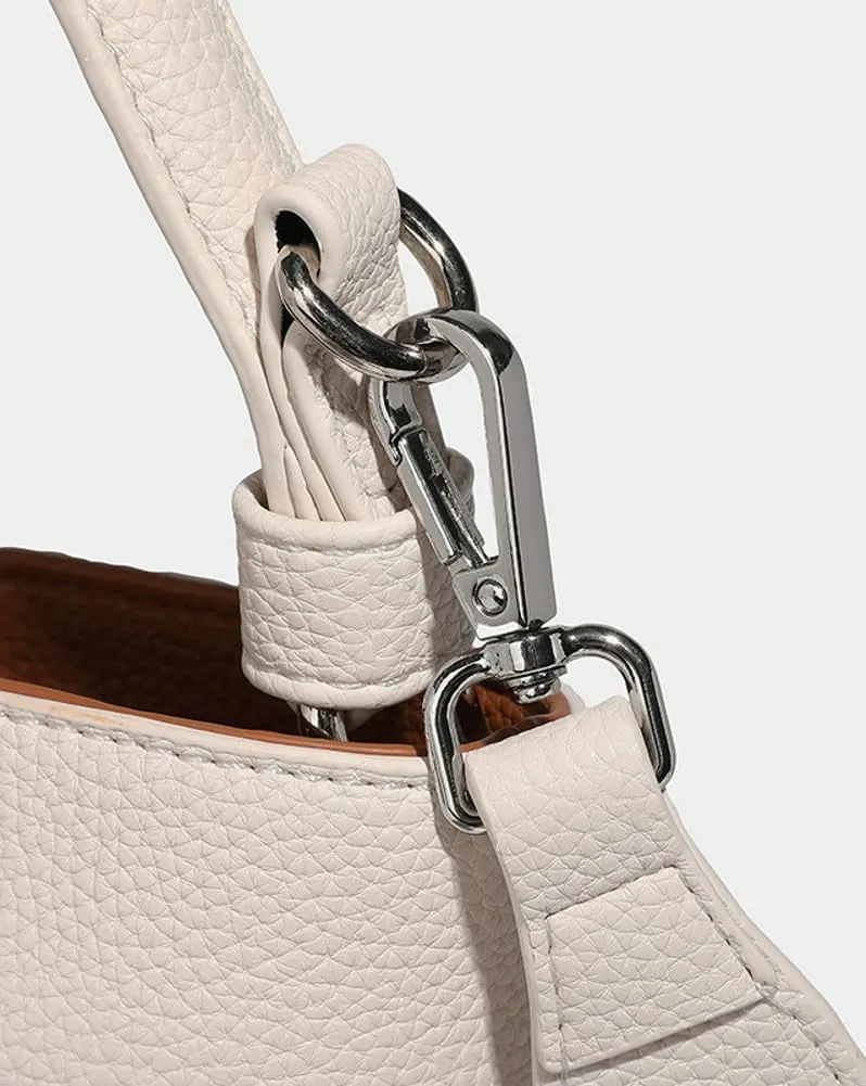 Small PU Leather Bucket Bag Women Trendy Shoulder Crossbody Purse Satchel Top-handle Handbags Removable Shoulder Strap