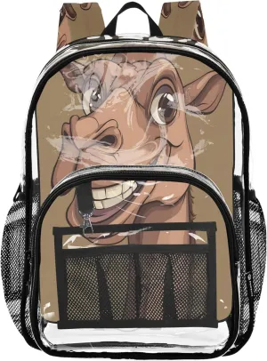 Smile Camel Brown School Backpack, Clear Plastic Bag, Clear School Backpack, Boys Bookbag