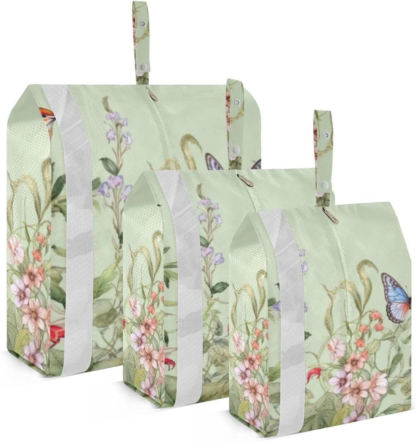 Spring Bird Flowers Packing Cubes Set of 3, Lightweight Travel Luggage Organizers Foldable Bags for Easy Packing and Organization