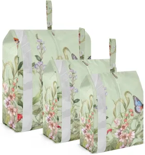 Spring Bird Flowers Packing Cubes Set of 3, Lightweight Travel Luggage Organizers Foldable Bags for Easy Packing and Organization