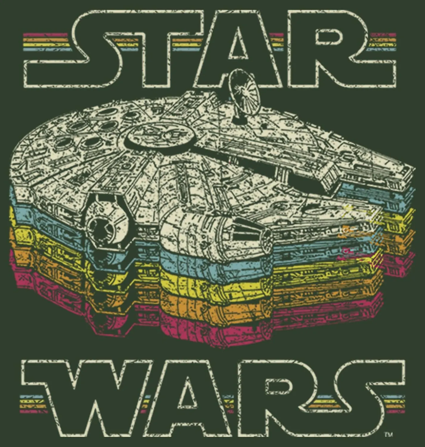 STAR WARS Women's A New Hope Millennium Falcon Retro Rainbow